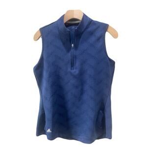 Adidas Women’s Golf Shirt Sleeveless Mock Neck 1/4 Zip Navy Tonal Size M